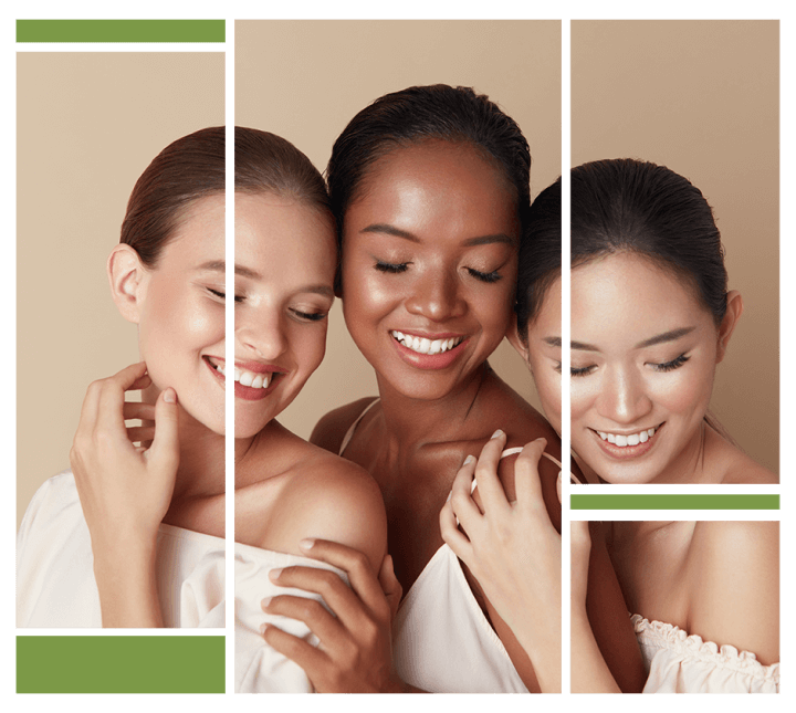 three beautiful women after their beauty treatments