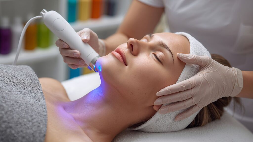A professional administering a light facial treatment, showcasing the advanced skincare skills acquired when learning how to become a medical esthetician.